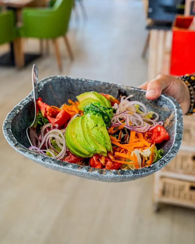 A mixed salad with avocado